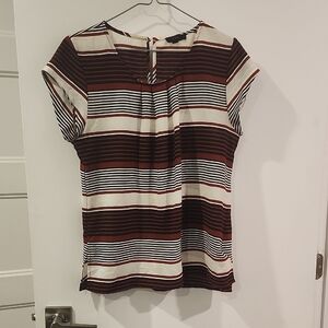P2P 19.5" Striped Women's Top - Maroon and White